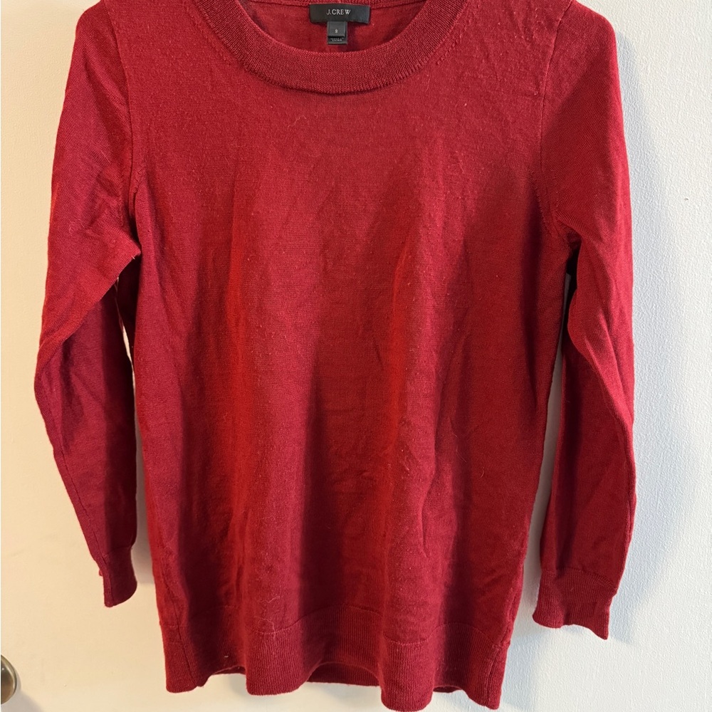 J.Crew Deep Red Merino Wool Sweater
